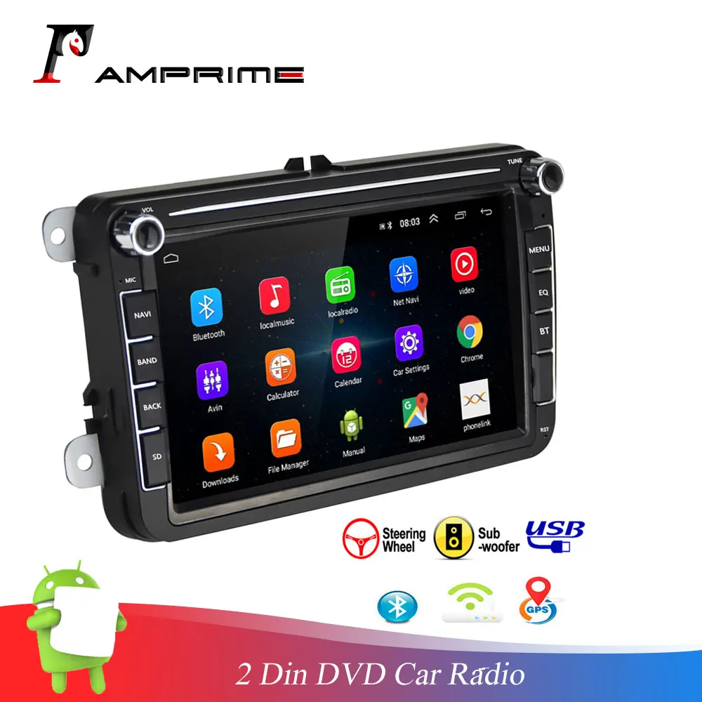 AMPrime Android 2 Din автомобильный радиоприемник 8 ''TFT емкостный сенсорный экран 2din MP5 мультимедийный плеер gps радио приемник Bluetooth для VW