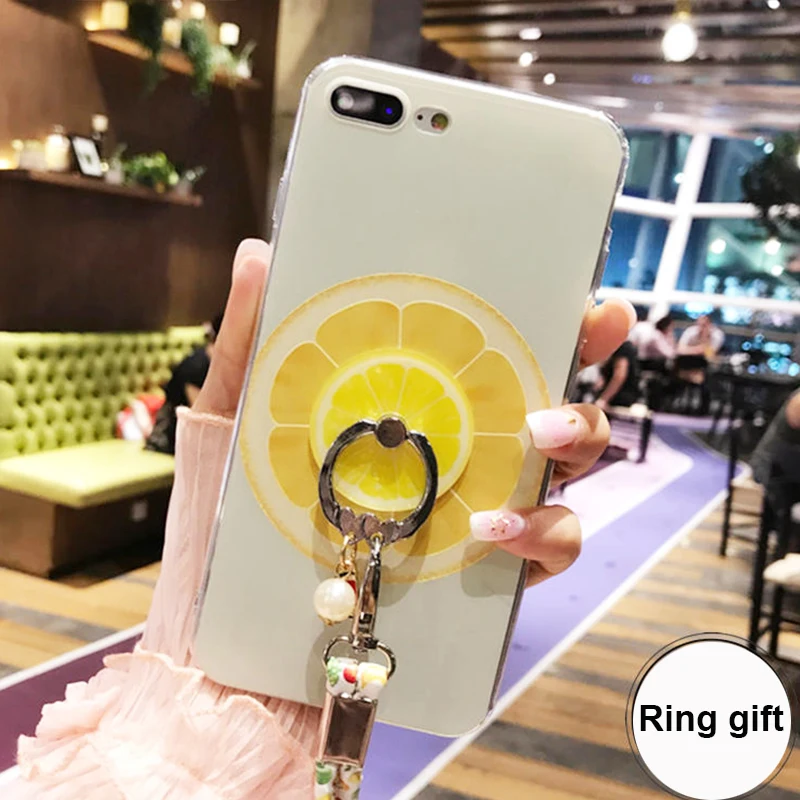 3D фруктовые Чехлы для iphone 7 6 чехлы из ТПУ 8 6s Se 5S Plus чехол с кольцом мягкий телефона
