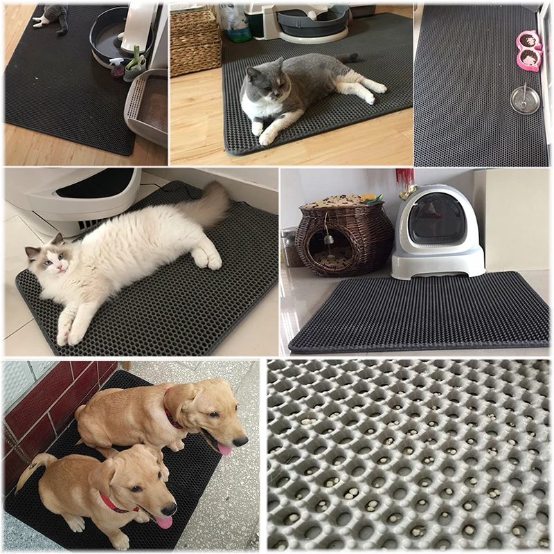 Двухслойный коврик для кошачьего туалета EVA Trapping коврик для животных kattenmand дышащие отверстия дно водонепроницаемый нескользящий коврик для кошачьего туалета