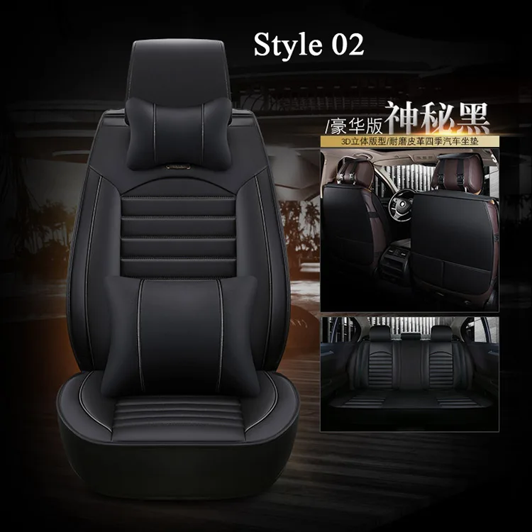 black 02 Специальная искусственная кожа для Ford Edge Escape Kuga Fusion Mondeo Ecosport Focus K5 K3C/S-MAX чехлы для сидений автомобиля 2+ 3 сиденья - Название цвета: black 02