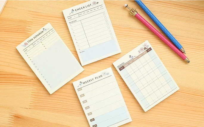 

Flower Bird Weekly Plan Time Schedule Check List Sticky Notes Memo Pad N Times Label office school supply papeleria