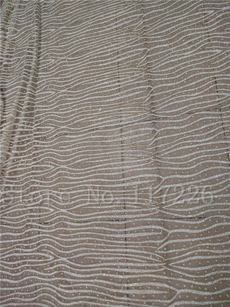 Good looking 5yards hand print glitter tulle mesh lace fabric JRB-72103 for wedding dress in off white | Дом и сад
