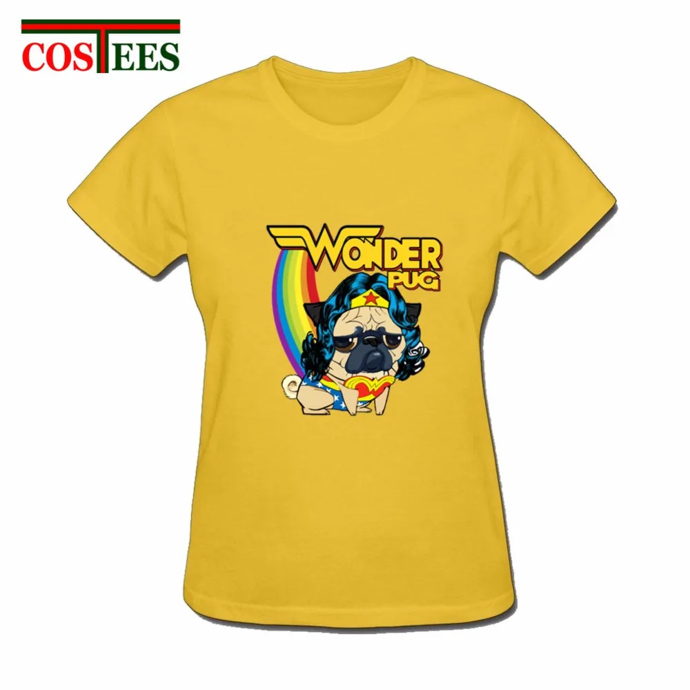 Camisetas/Летняя футболка wonder с чудо Мопсом Женская Радужная единорогом женская для