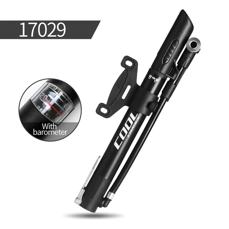 Black CoolChange 120PSI Портативный велосипедный мини-насос Алюминий сплава MTB дорога шина для горного велосипеда Надувное велосипедный воздушный насос Давление датчик - Цвет: Black