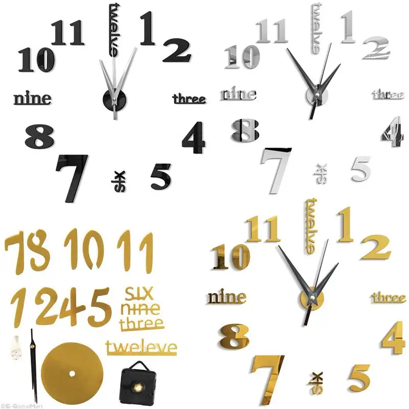 3D большие настенные часы зеркальный стикер домашний декор уникальный подарок DIY