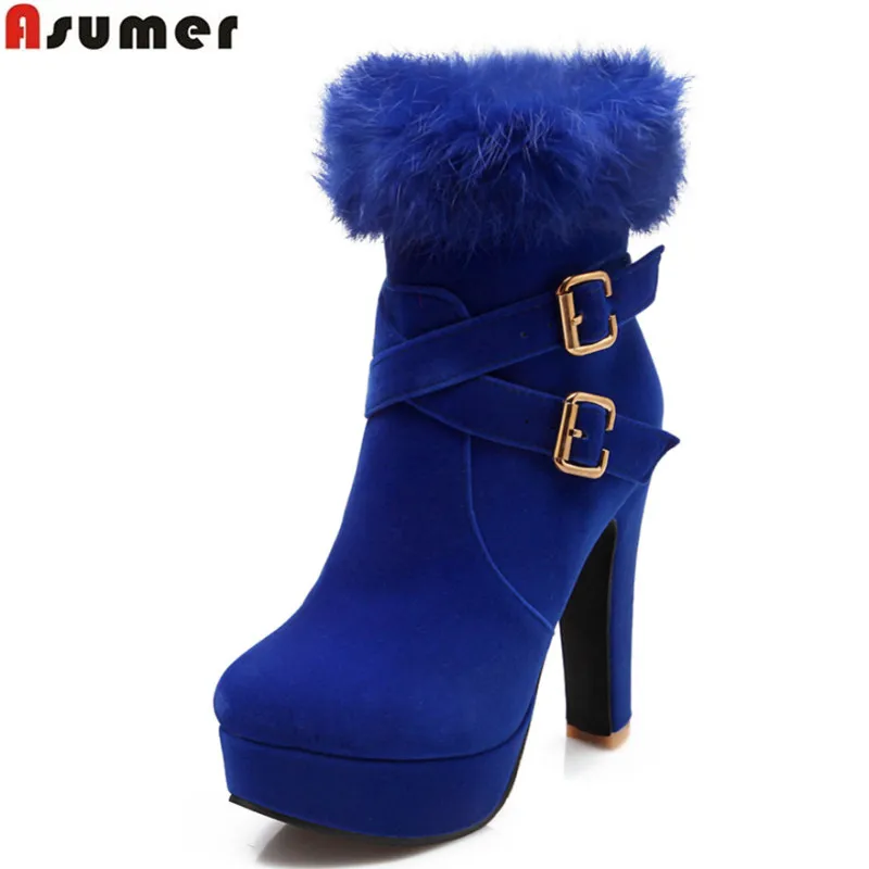 Asumer/большие размеры 33 -43 2020 г. Зимние теплые модные ботильоны обувь на платформе