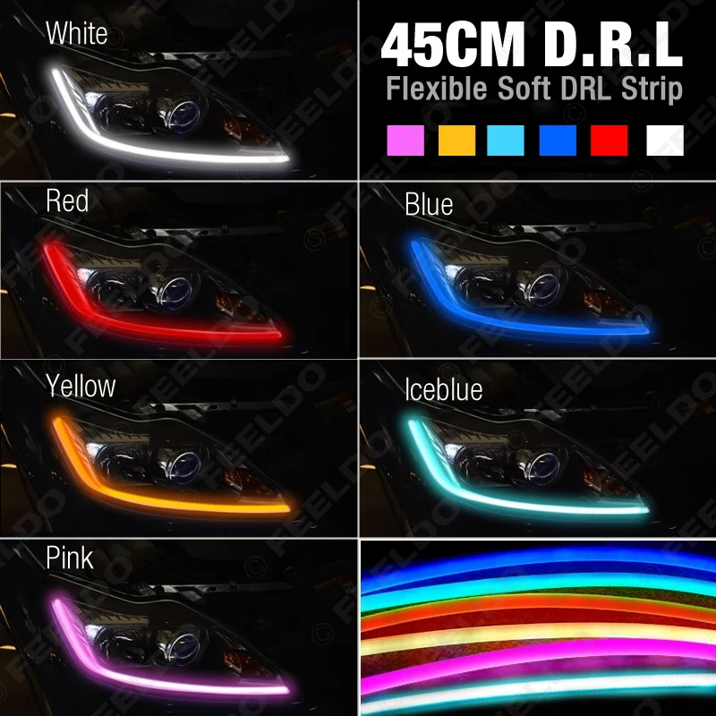 1 шт. 45 см DRL гибкий светодиодный трубка Газа Габаритные огни указатель поворота