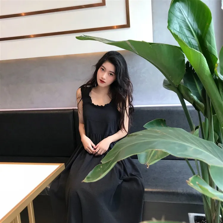 Винтажное платье на подтяжках милое однотонное шифоновое с высокой талией и