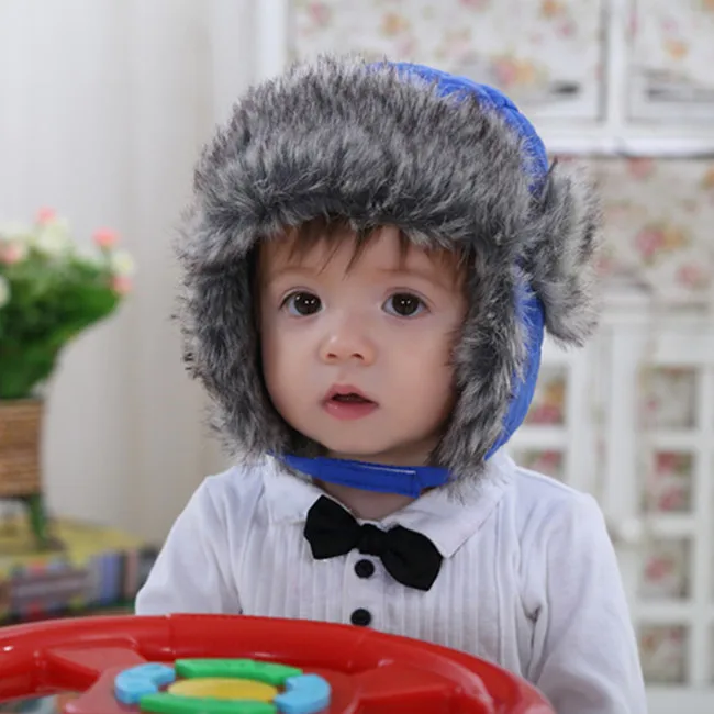 Детские Зимние флисовые теплые шапки-ушанки из искусственного меха для мальчиков, детская модная синяя шапка с ушками для мальчиков, снежные шапки, рождественские подарки