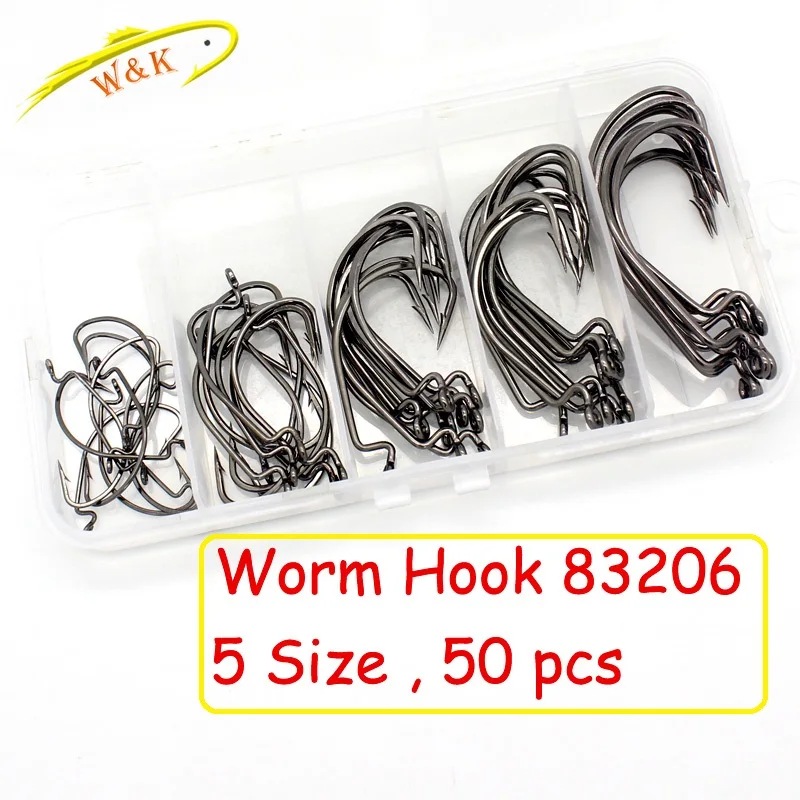 50pcs Worm Hook Single worm hook 50pcs soft lure fishing worm hook plastic fishing box packing - Цвет: 50pcs Worm Hook