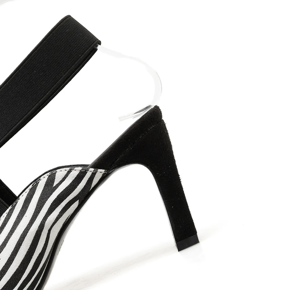 MIULAMIULA Brand Designers 2019 Summer Black White Striped High Square Heels Woman Pointed Shoes Cross Tie Lady Sandals 35-40 | Обувь