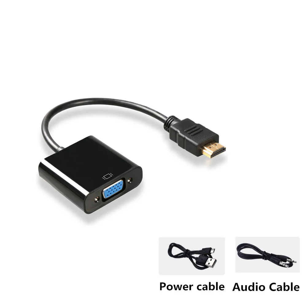 DZLST HDMI к VGA конвертер адаптер папа к женскому 3,5 мм аудио опционально для ПК компьютер ноутбук Настольный к HDTV монитор дисплей - Цвет: audio and power