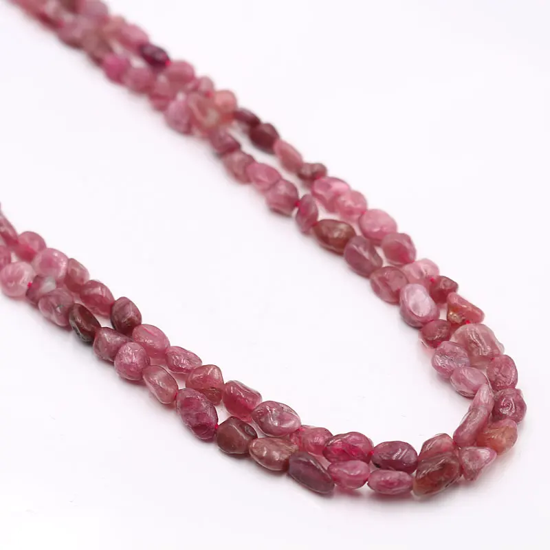 Бесплатная доставка 6*8 мм неправильный природный красный турмалин бисер для