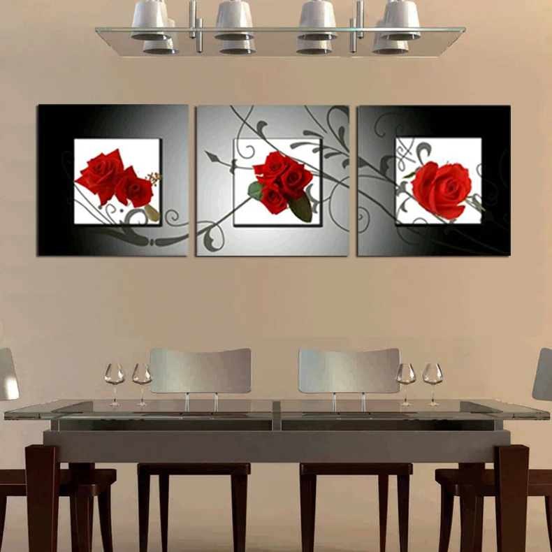 3 предмета красивая картина с красными розами Картина на холсте Современное