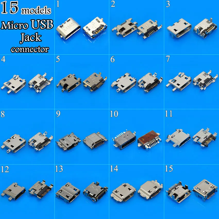 Cltgxdd 15 моделей 150 шт микро USB разъем 5P USB разъем для samsung htc lenovo zte телефон планшетный ПК USB Хвостовая зарядная розетка