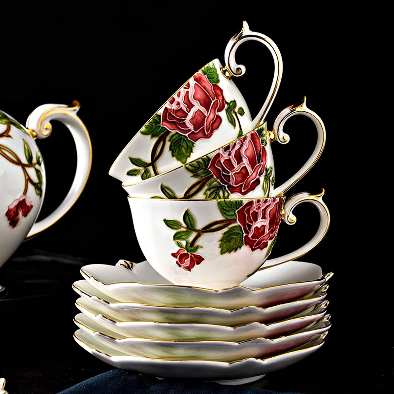 Кофейная чашка и блюдце из костяного фарфора GLLead в европейском стиле для дома