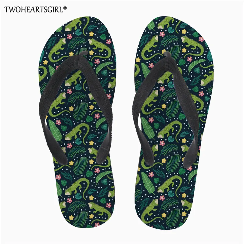 Twoheartsgirl Игуана женские тапочки s летние пляжные шлепанцы Повседневные въетнамки