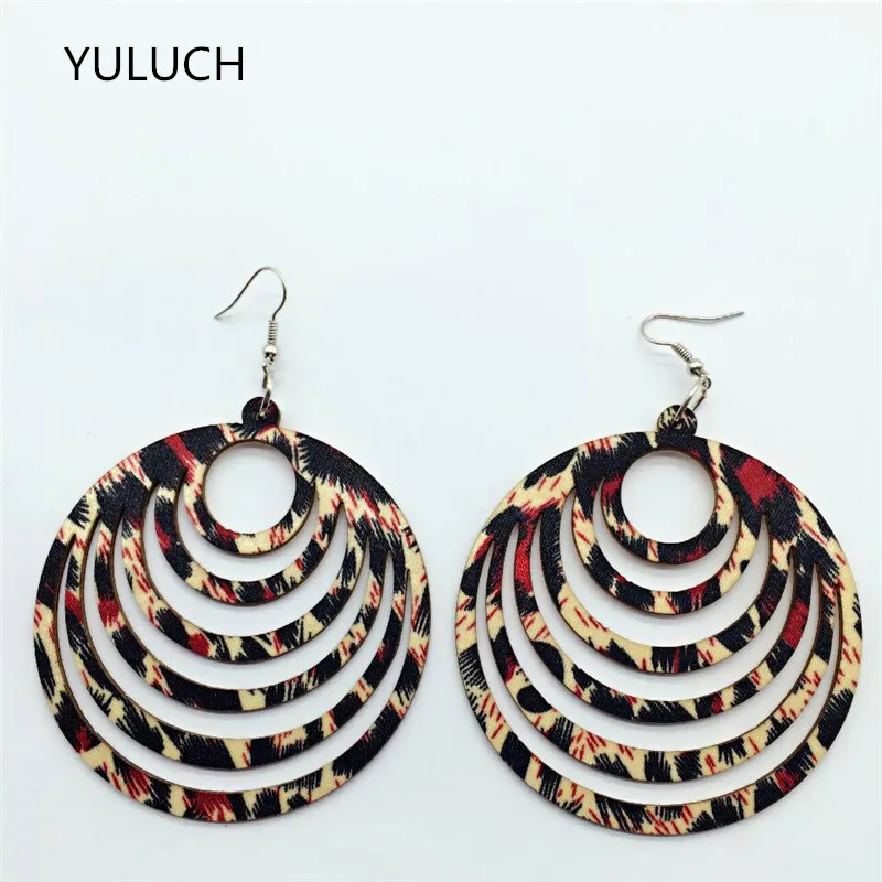 Новые дизайнерские уникальные круглые деревянные цветные серьги Throad хорошего