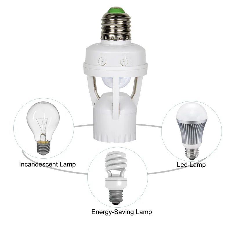 AC 110-220V 360 Degrees PIR Induction Motion Sensor IR infrared Human E27 Plug Socket Switch Base LED Bulb Lamp Holder | Лампы и