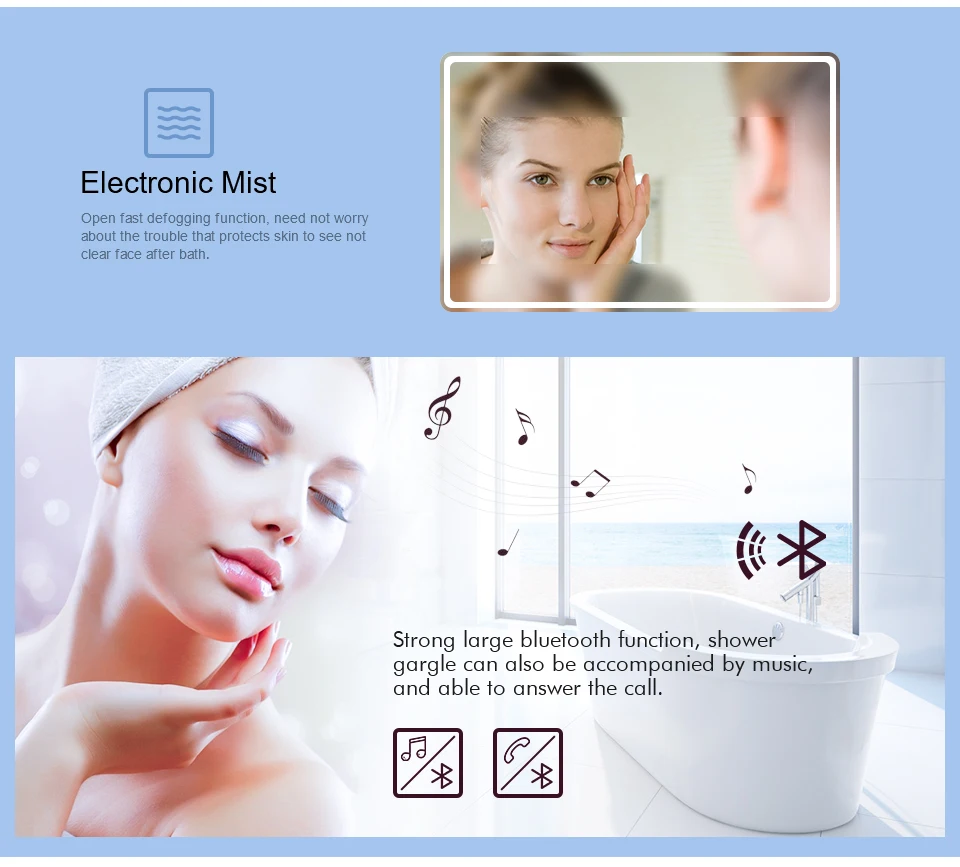 Gisha Wall-mounted Smart Mirror LED Bathroom Mirror Explosion proof Anti-fog Mirror Bathroom Makeup Mirror 2G8028
