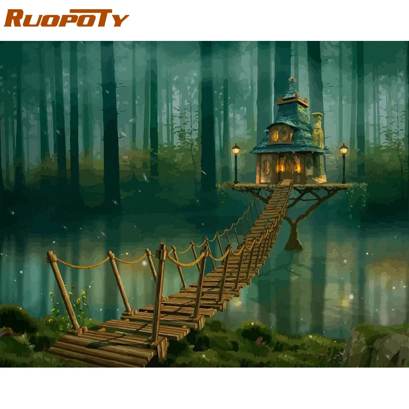 Ruopoty рамка Лебедь животные DIY картина по номерам Настенная акриловая холст для