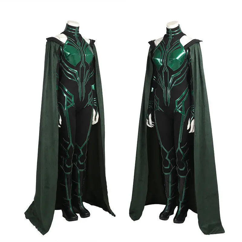 Хэллоуин Тор Ragnarok Hela косплей костюм наряд плащ-комбинезон ботинки