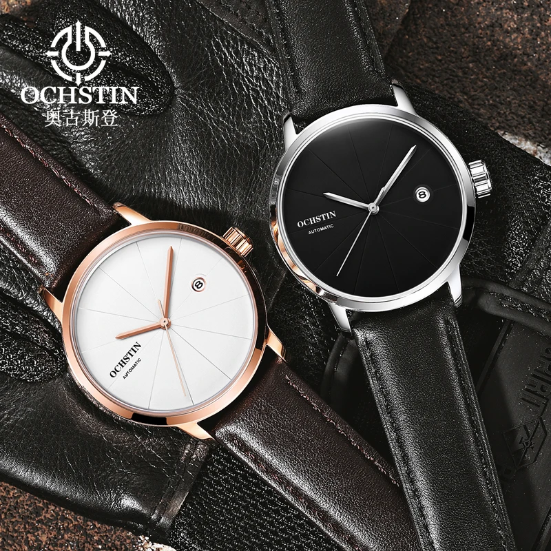 OCHSTIN Luxury Top Brand Fashion Casual Leather Wristwatch Mechanical Sport Watch Men Military Clock Man Relogio Masculino