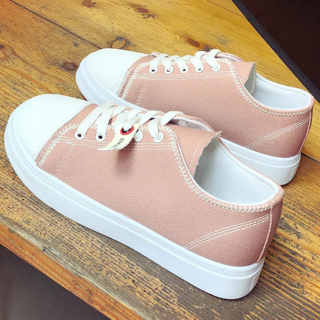 Женская обувь на низком каблуке парусиновая плоской подошве с надписью Small Label