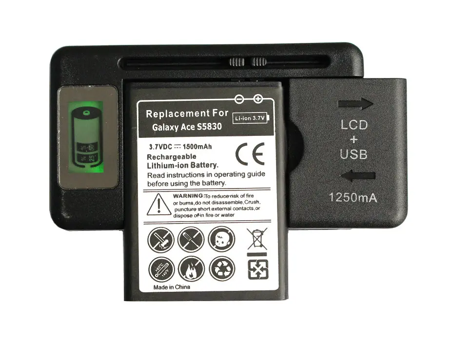 Сменный аккумулятор Ciszean 1500 мАч EB494358VU + зарядное устройство LCDCharger для Samsung Galaxy Ace