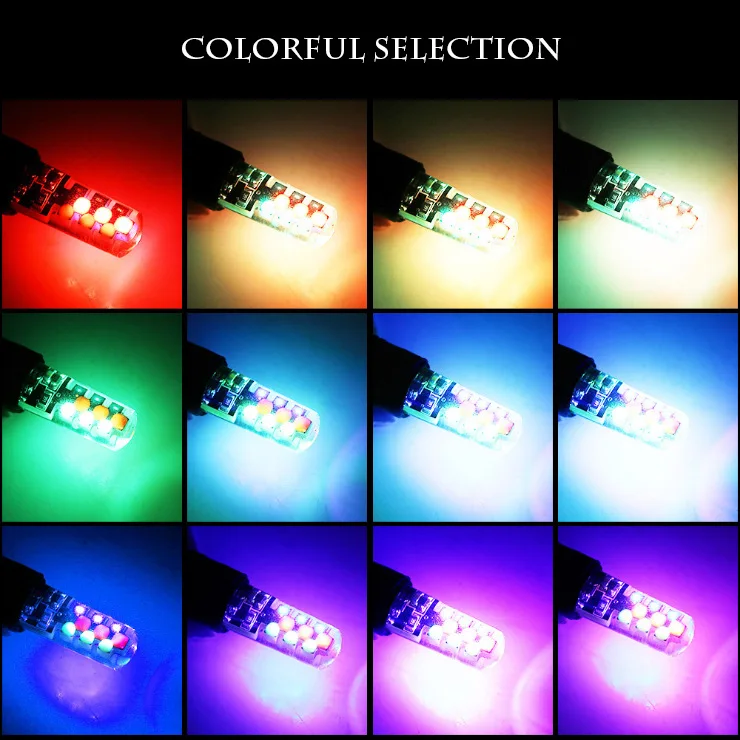 Автомобильная светодиодная RGB лампа T10 W5W 12 В для создания атмосферы декоративное