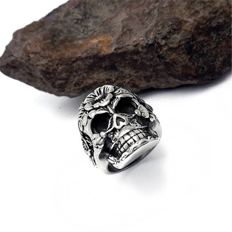ZORCVENS винтажные европейские серебристые кольца с черепом из нержавеющей стали