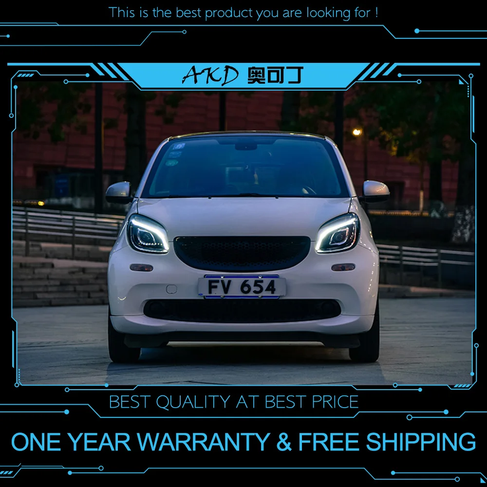 AKD тюнинг Автомобильные фары для Mercedes-Benz Smart fortwo светодиодные фары DRL ходовые огни Биксеноновые Противотуманные фары ангельские глаза