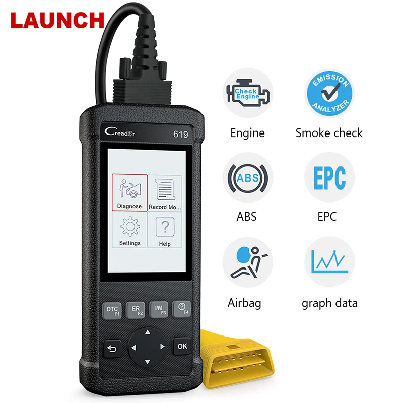 Launch X431 Creader CR619 OBD2 автомобильный сканер ABS SRS система безопасности код считывания сканер инструмент для ODB2 автомобиля диагностический инструмент