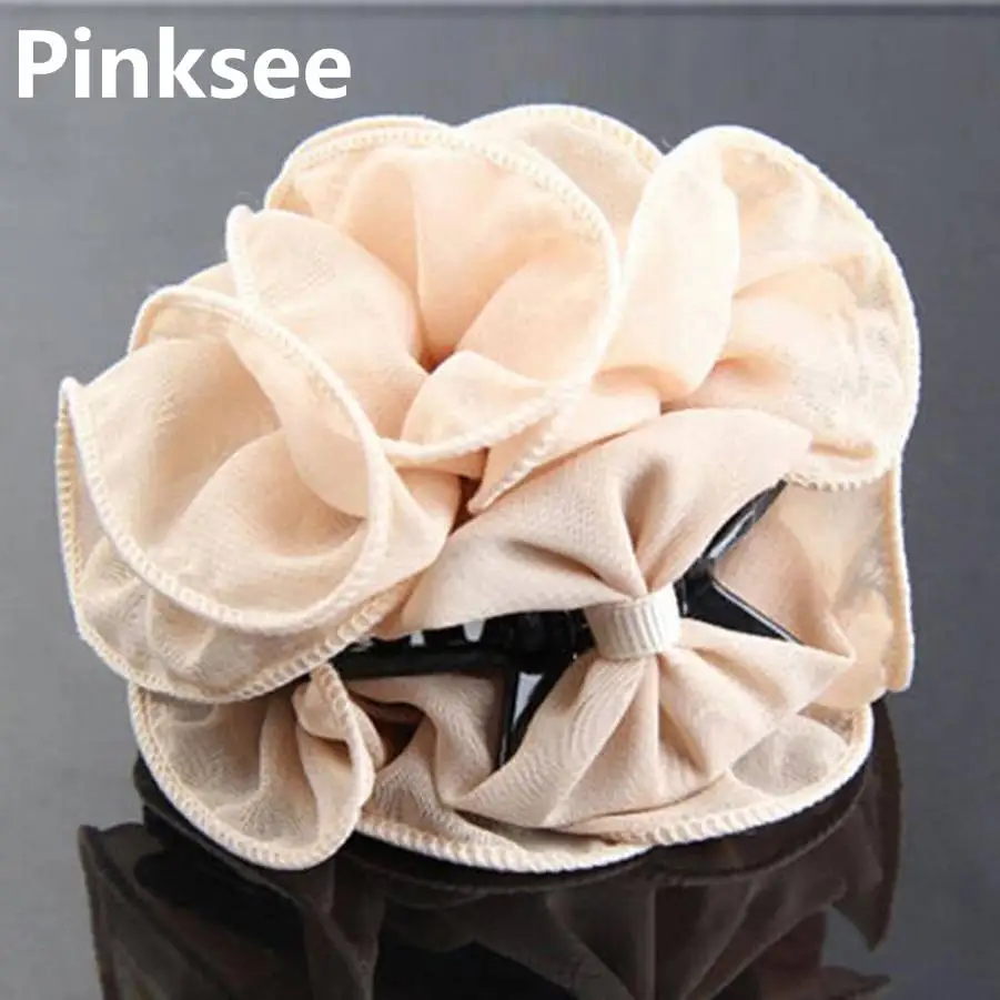 Женская шифоновая заколка с большим цветком розы и бантом для волос аксессуары