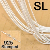 factory price 20pcs 16 fashion jewellery 925 sterling silver real pure link snake necklace chains