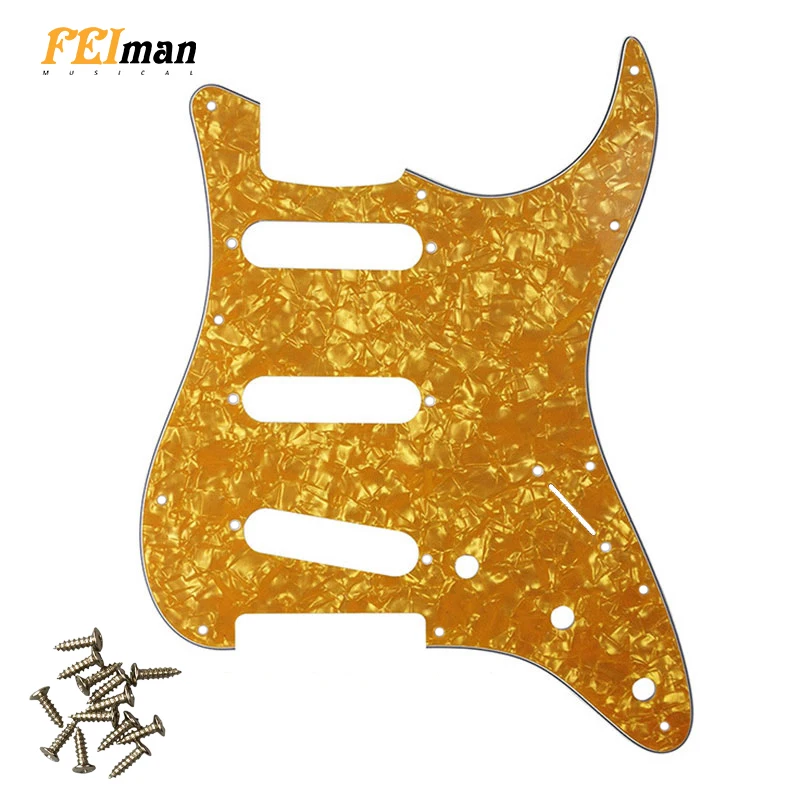 

Pleroo Guitar Parts Strat Guitarra Pickguard With 11 Screws For Fender 62' Strat Standard SSS ST Guitar Scratch Plate