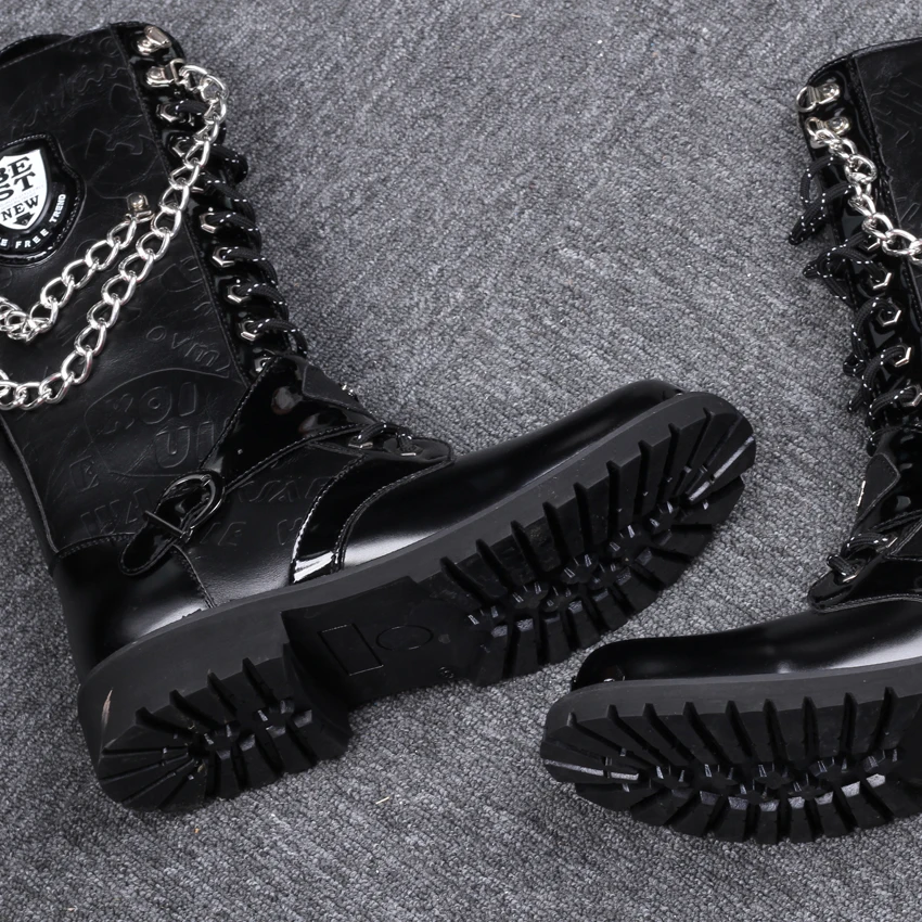 Ботинки ZERO MORE мужские высокие армейские ботинки металлическая цепочка стиль