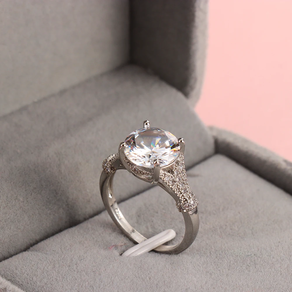 Роскошная женская мода 2.50ct круглая огранка белый Муассанит винтажное Помолвочное кольцо Стерлинговое свадебное ювелирное изделие Размер 5-10