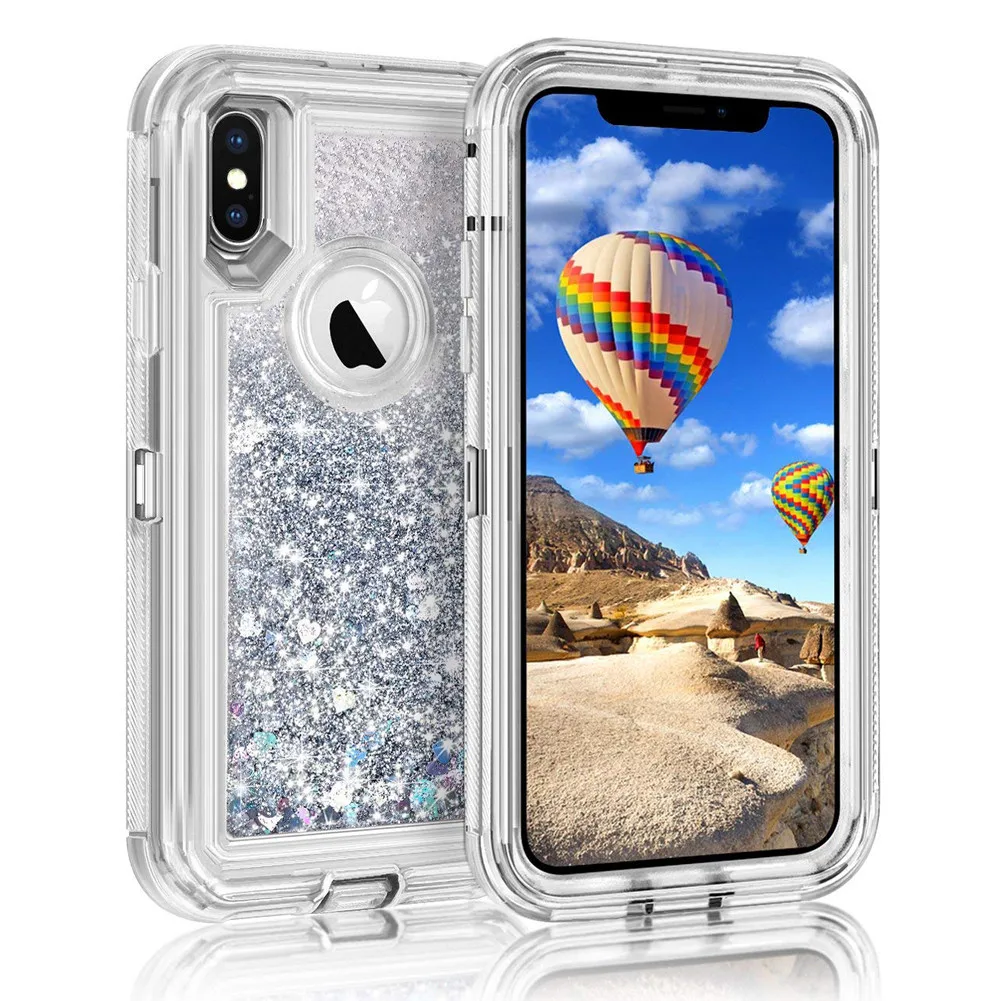 Гибридный 3D Блестящий Защитный чехол для iPhone XS Max/XR динамические зыбучие пески, противоударные чехлы для телефонов для iPhone 8 7, опт, лот 10 шт