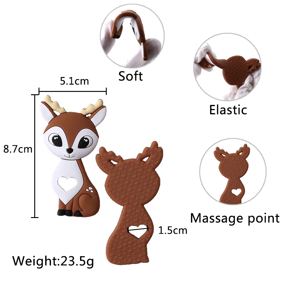 Bopoobo 1pc Silicone Snowflak Teether Christmas Tree Pendant Star Christmas Deer Gifts For Baby Elk Gingerbread MansBaby Teether