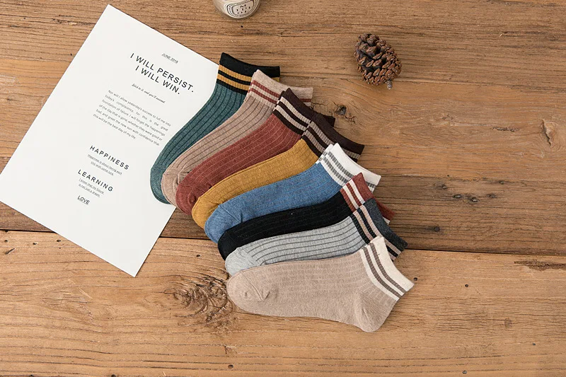 Новинка Модные женские носки с полосками короткие сезон весна-лето закрытым