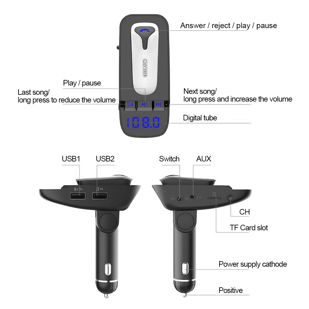 MP3 радио гарнитура автомобильный громкой передатчик ER9 V4.2 USB порт беспроводной