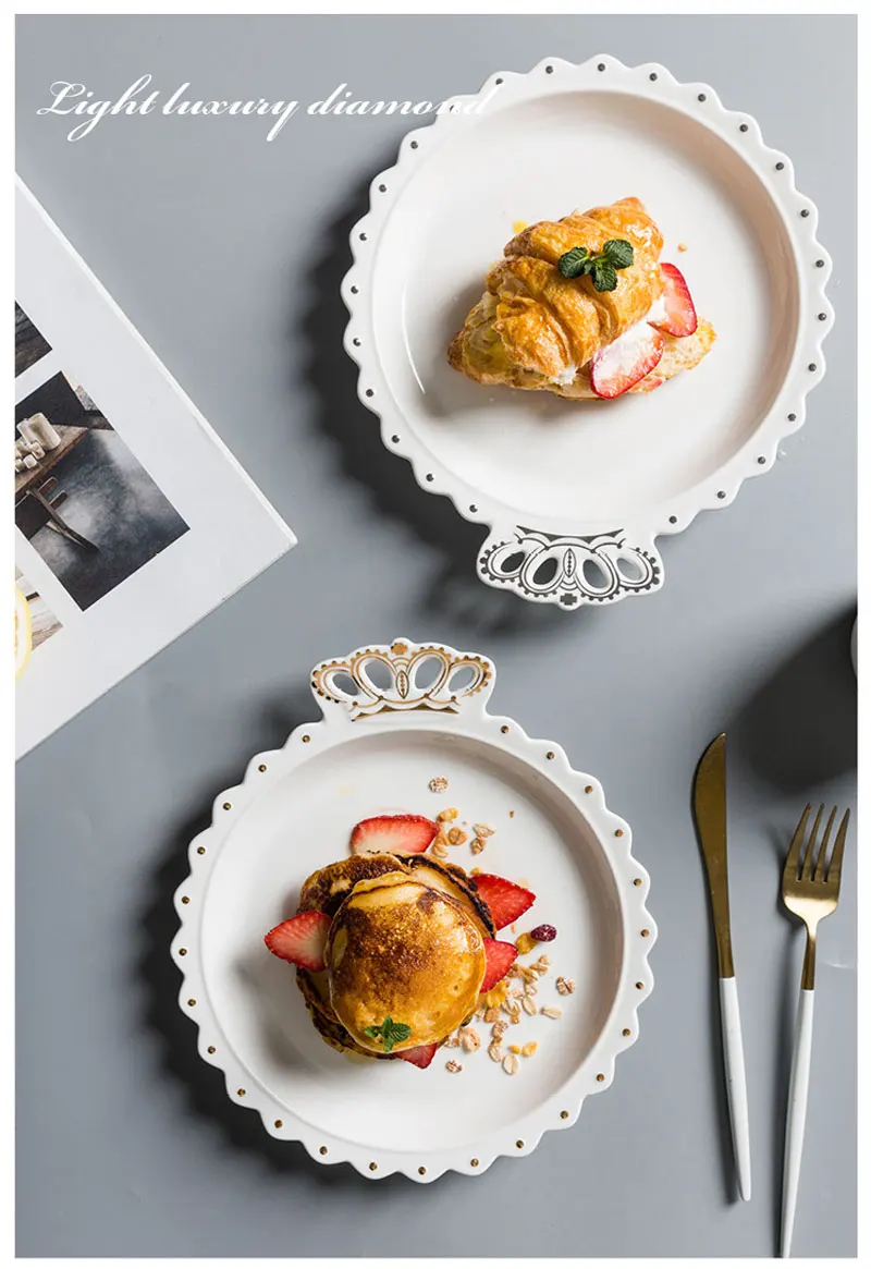 Скандинавская Мода, фарфоровая тарелка, креативная Корона, керамическая тарелка и миска, блюдо, домашний поднос для фруктов, тарелка для завтрака, посуда
