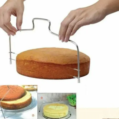 2PC Stainless Steel Adjustable Wire Cake Cutter Slicer Leveler DIY Baking Tool High Quality Scraper Kitchen Accessorie | Дом и сад