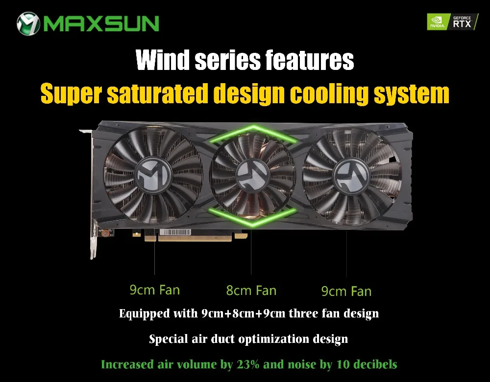 Графическая карта MAXSUN RTX 2080 Ti 11G GDDR6 NVIDIA 352bit 12nm 1350MHz 14000MHz Turing TU102 HDMI+ 3* DP+ type-C 4352