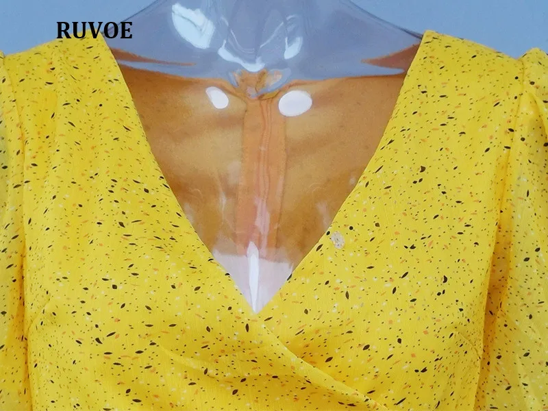 Женское Повседневное платье с коротким рукавом желтое подиумное V образным