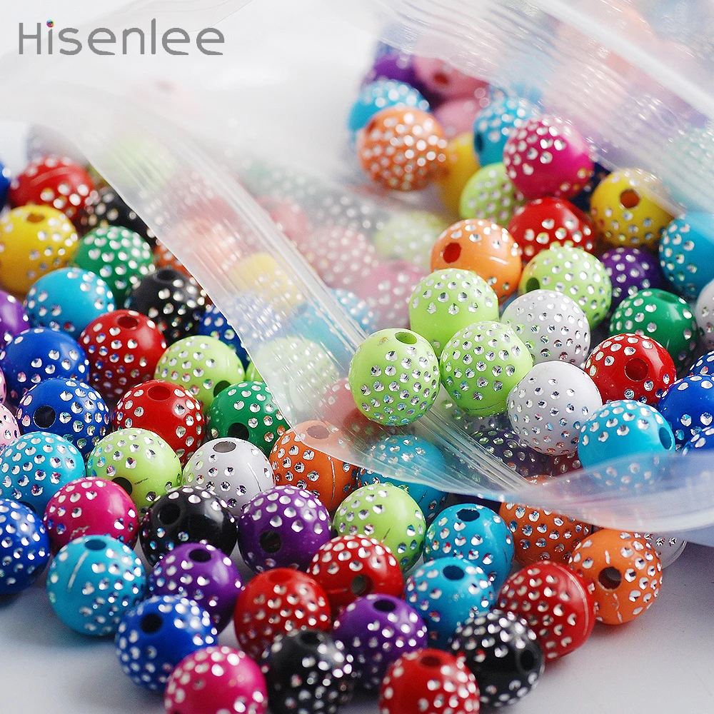 Hisenlee Very cool 10mm/100 pcs Bright Shiny Round Acrylic Rhinestones Charms Bead Girl / boy Ornamental beads DIY /gift | Украшения и