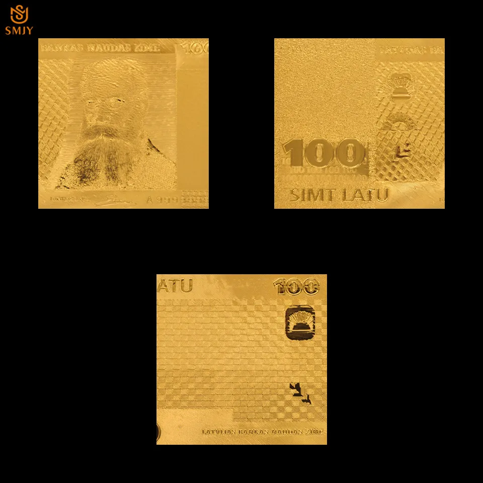 10 шт. хит продаж товары для банкнот латвийские 100 Ltas деньги в золотом 999 Реплика