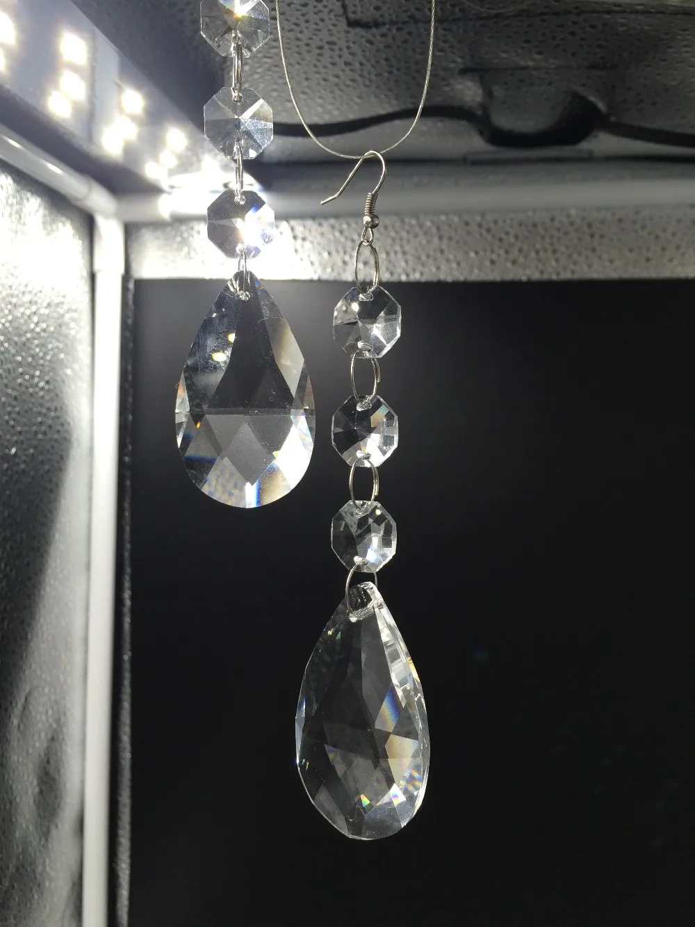 10 шт./лот Хрустальная сетка Призма подвески для люстры стекло освещение Lustre de Cristal лампы части с 3 восьмиугольными бусинами