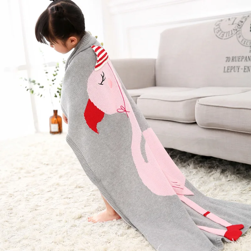 Серый 3D коврик с фламинго для новорожденных Вязаный рождественский младенцев